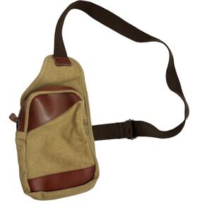 Ruffryder Canvas Slingbag Messenger/School Bag Brown Leather Travel